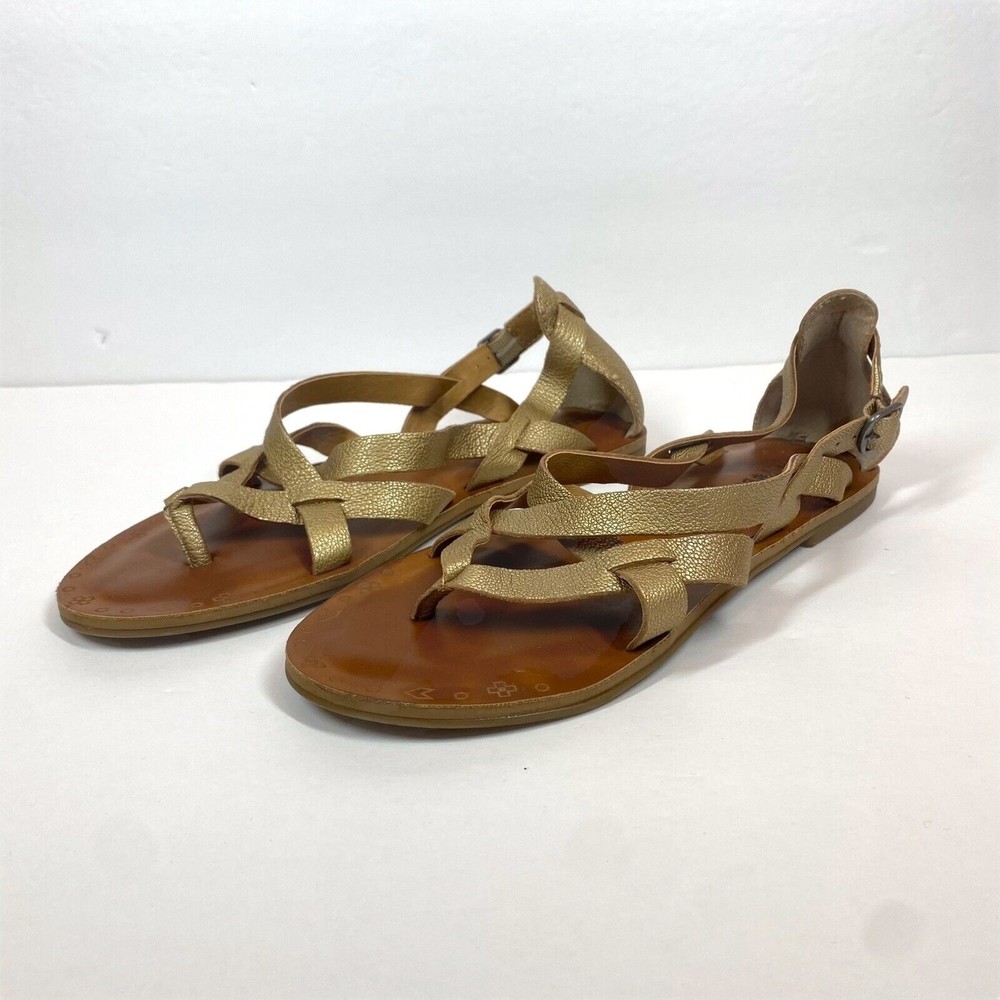 Lucky Brand Leather Sandal Womens 6.5 37 Travertine Gold Ainsley Boho Strappy
